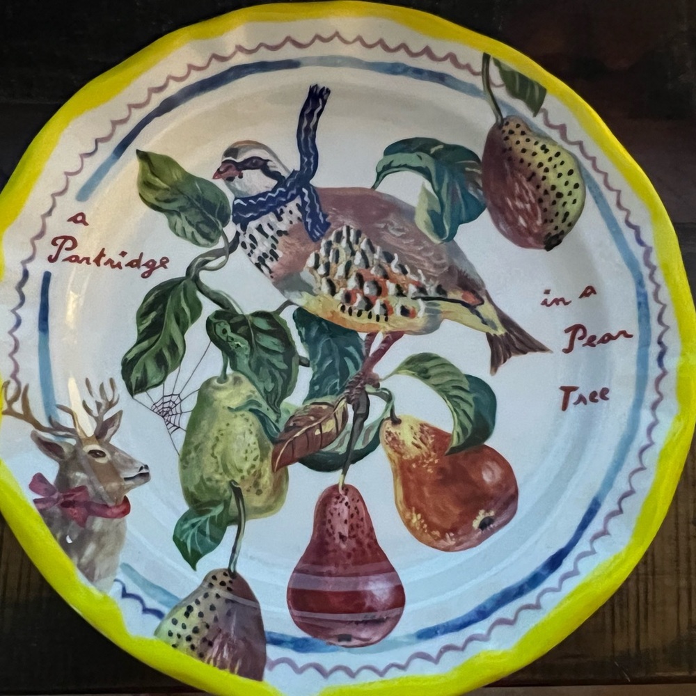 Anthropologie Nathalie Lete Holiday Plate-A Partridge in a Pair Tree- New in Box